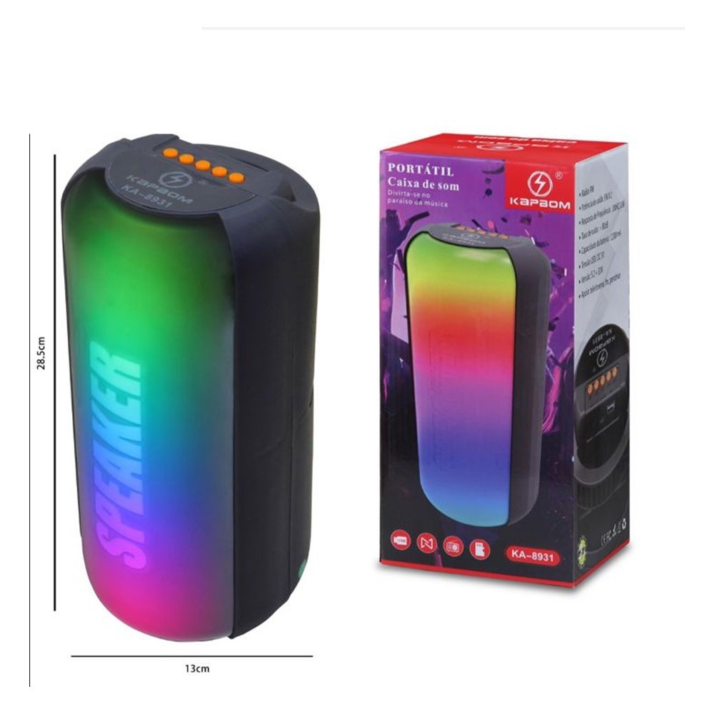 CAIXA DE SOM 10W COM LED RGB LUZ DE RITMO KA-8931